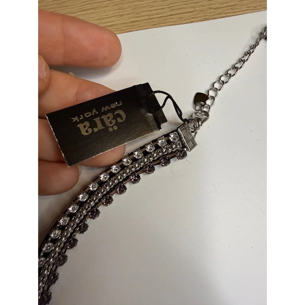 Cara New York Black Crystal Statement Bib Necklace Rhinestone Chunky Formal